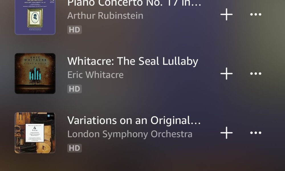 An Amazon music playlist featuring classical peace music.